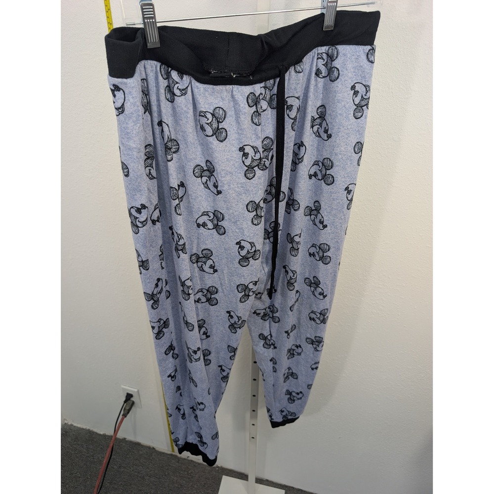 Disney Mickey Mouse Pajama Jogger Pants Blue Heathered Sketch Print Womens XL